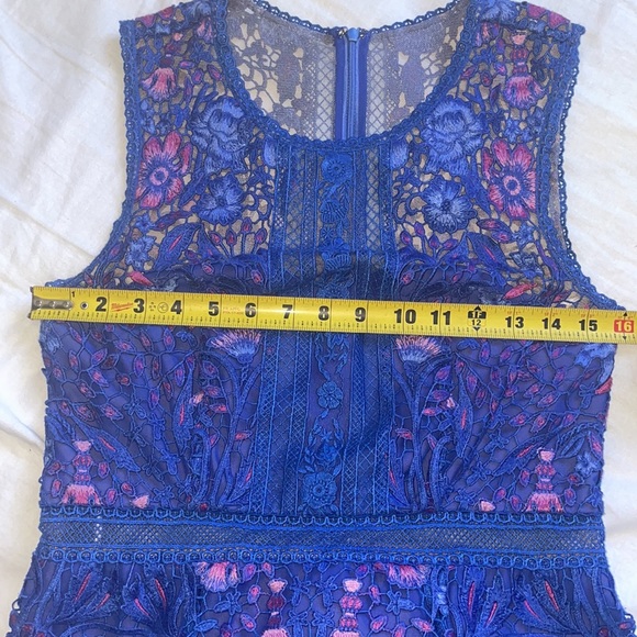 Marchesa Blue and Pink Lace Mini Dress - Picture 11 of 14